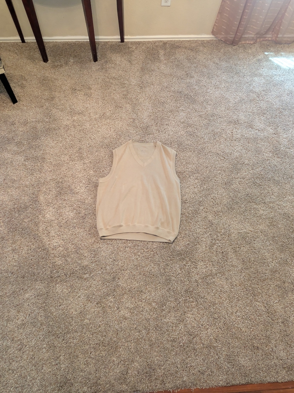 Mens Vintage 90s Cutter & Buck Sweater Vest Beige Tan V-Neck USA Made Cotton XL